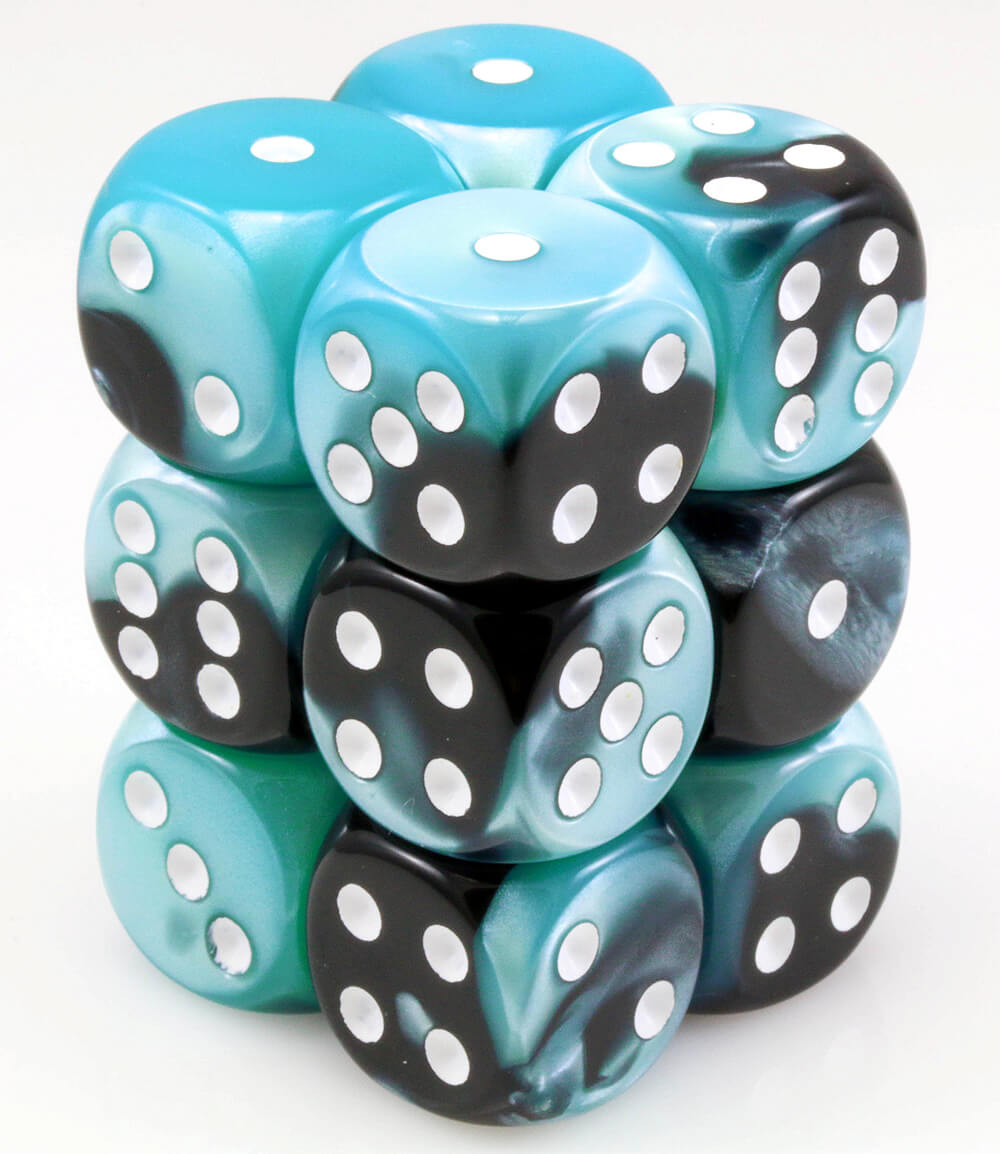 Gemini d6 dice Black Shell