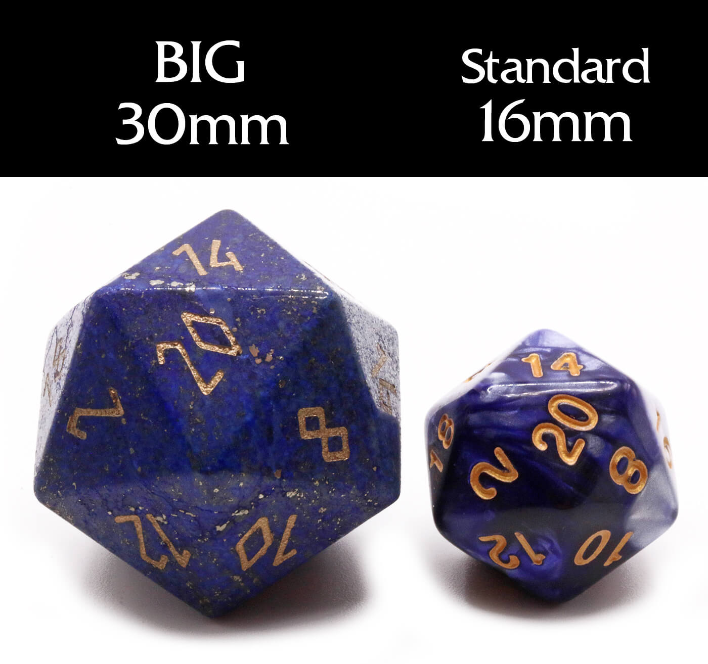 Gemstone Dice Sizes