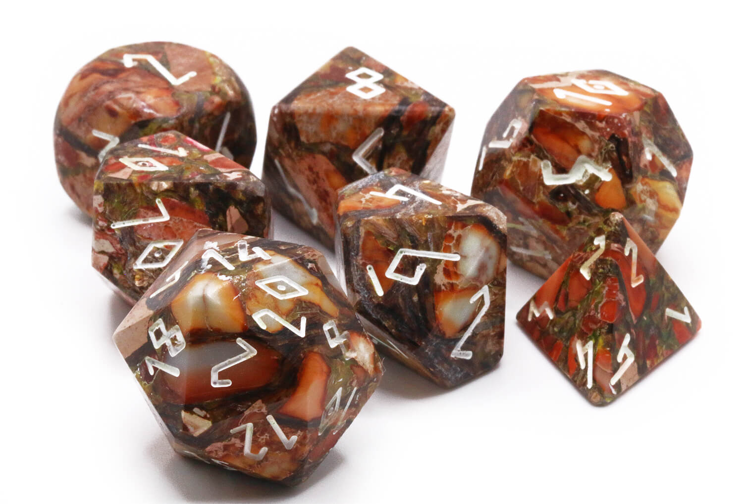 Bronzite Orange Imperial Jasper Dice