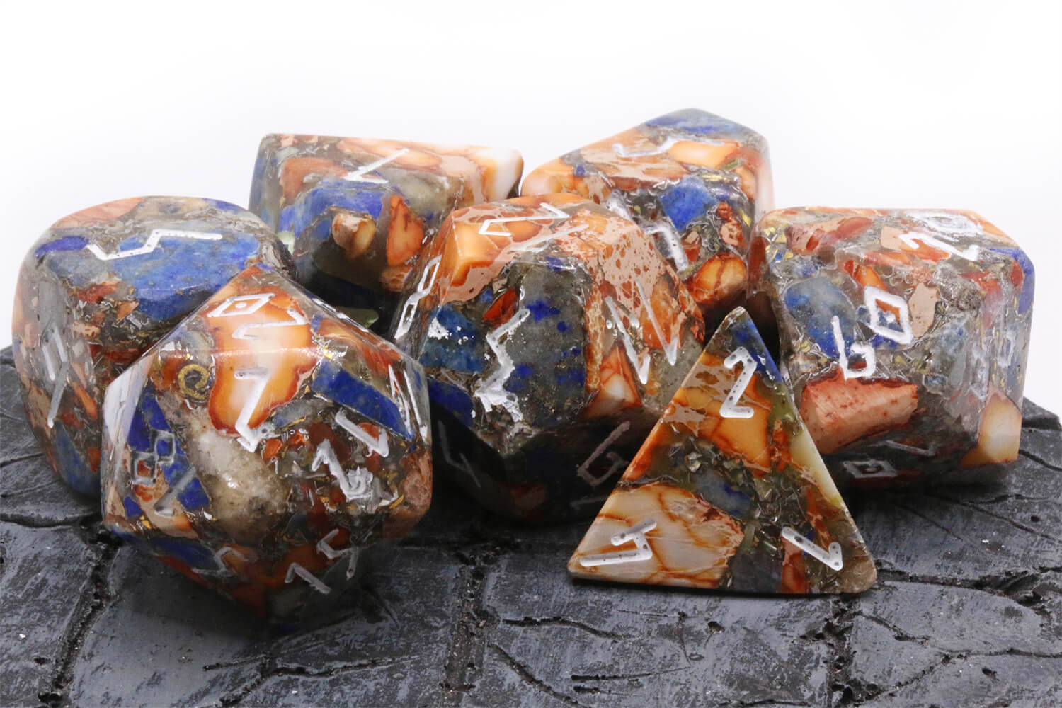 Blue Orange Gemstone Dice