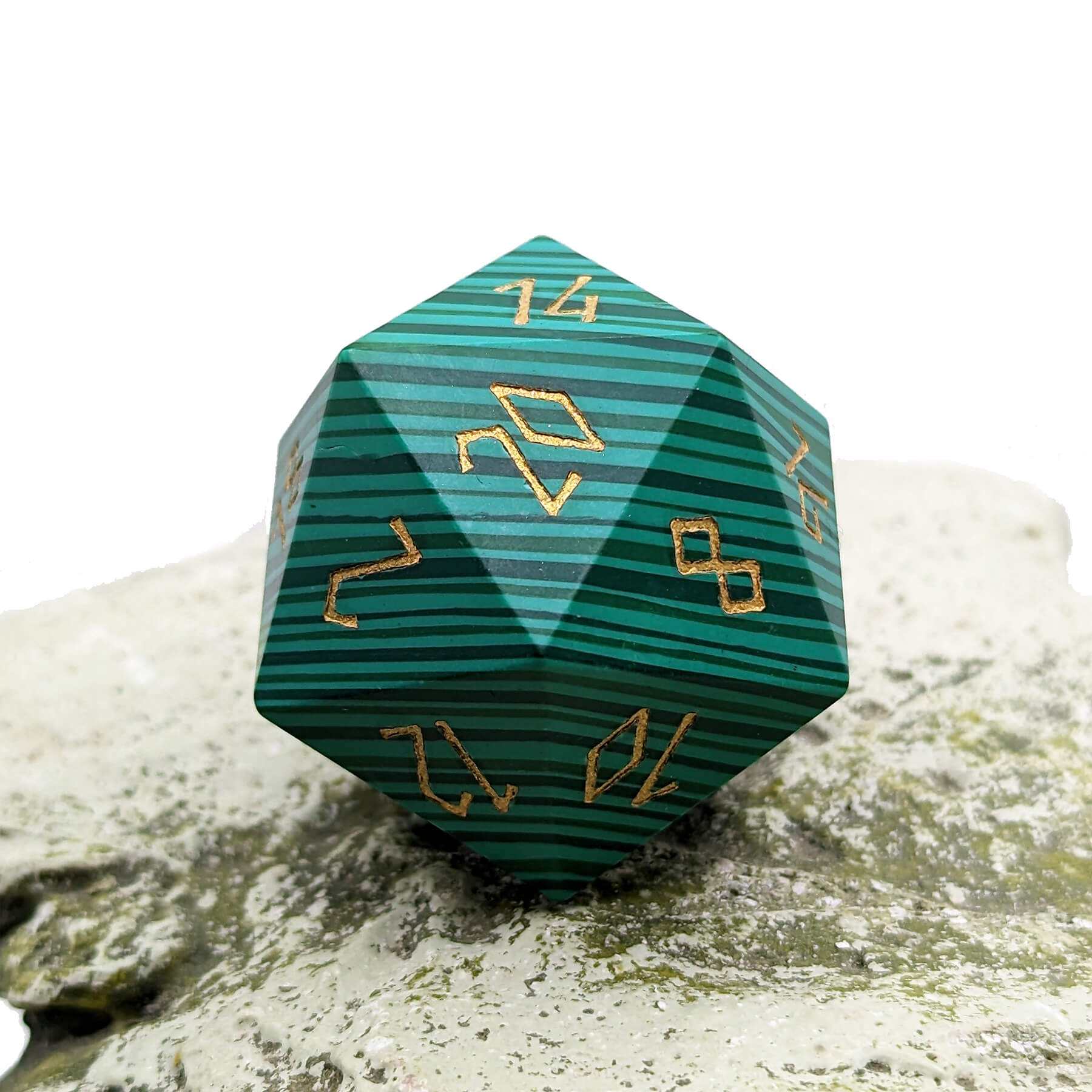 Malachite d20 gemstone dice