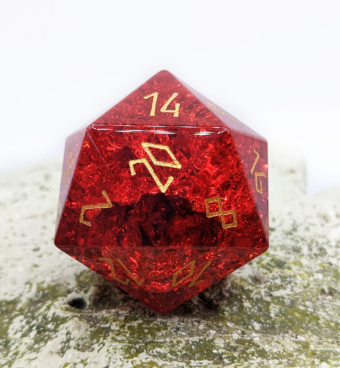 Boulder D20 (Shattered Zircon Garnet) | Premium 30MM Gemstone Dice ...