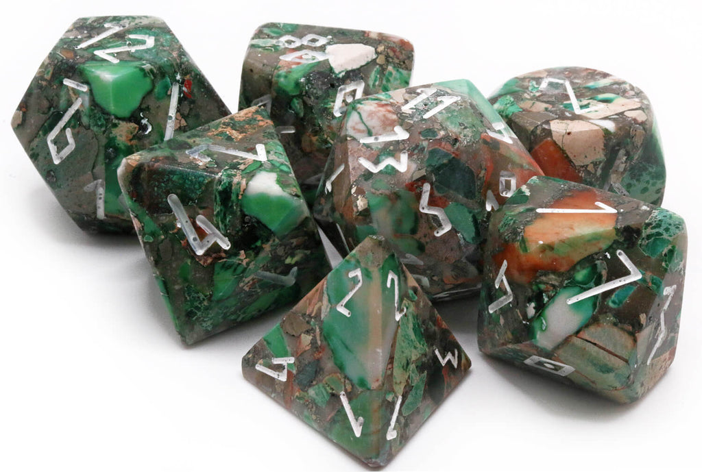 Green Imperial Jasper Pyrite dice