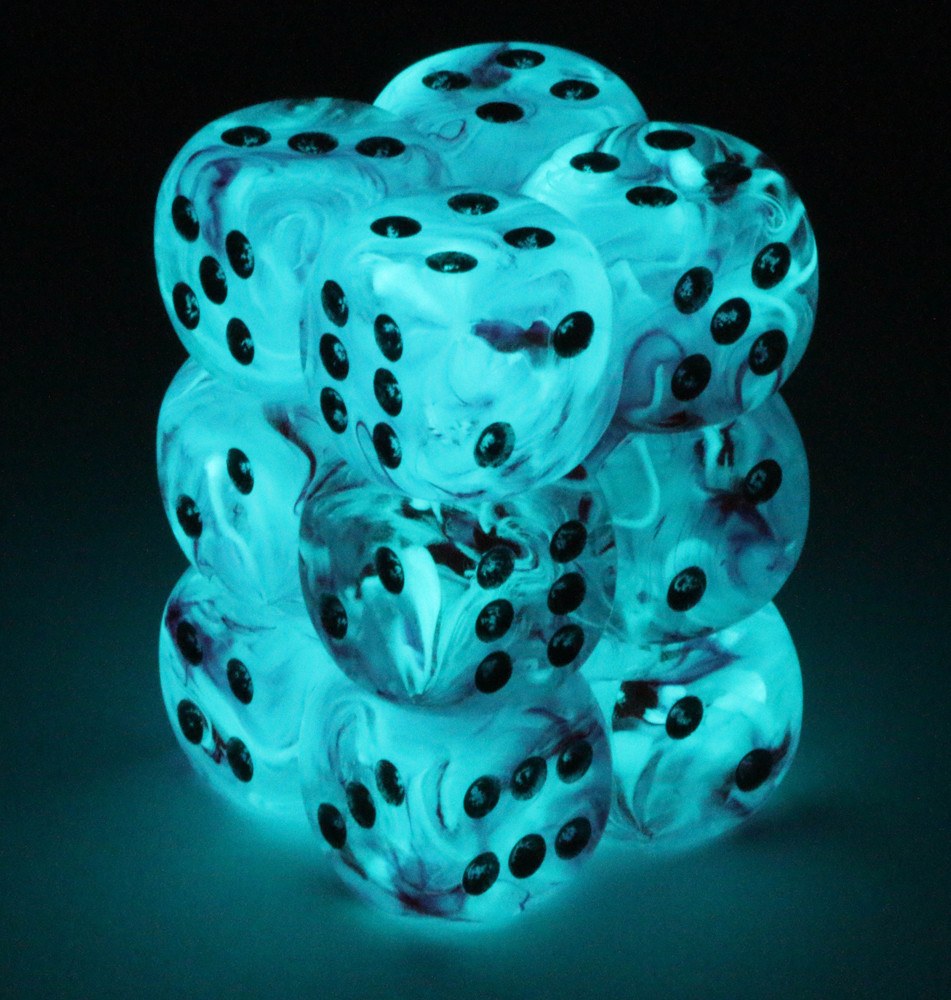 ghostly glow six sided dice pink