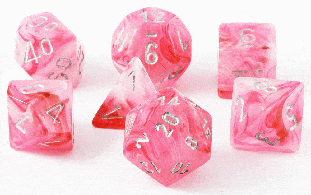 ghostly glow pink rpg dice