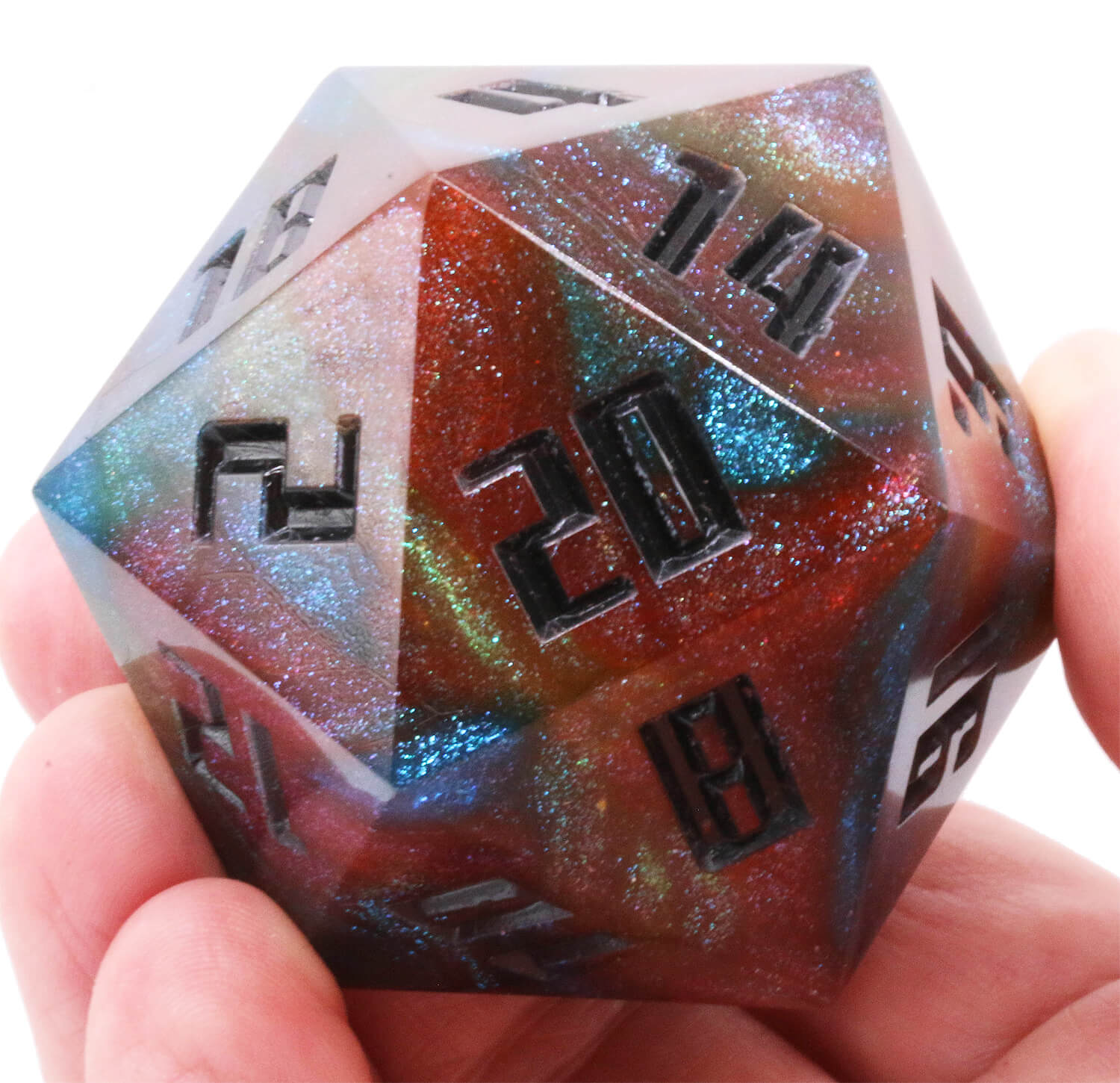 Giant D20 Glitter Dice Spell Matrix Black