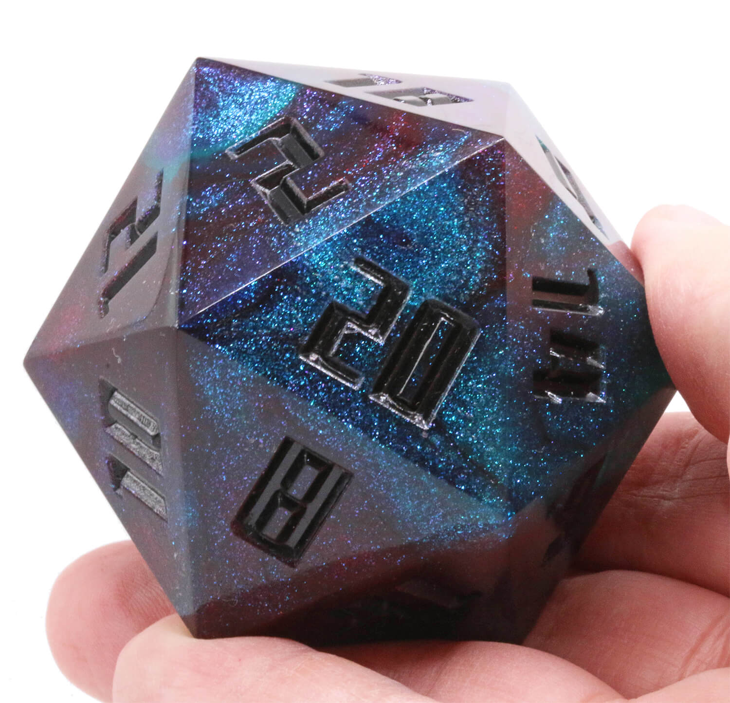 Giant d20 Magic Glitter Dice Summoner Black