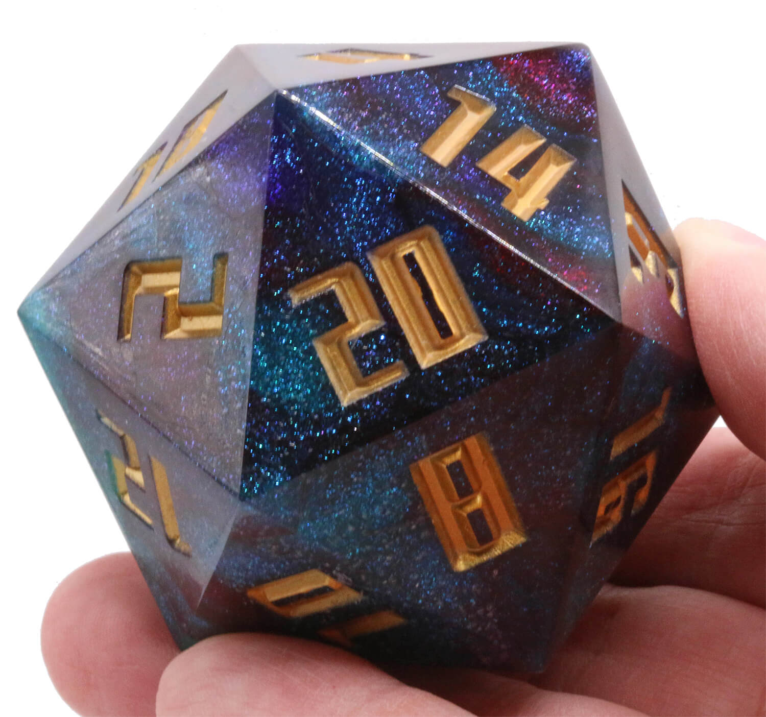 Giant d20 Magic Glitter Dice Summoner Gold