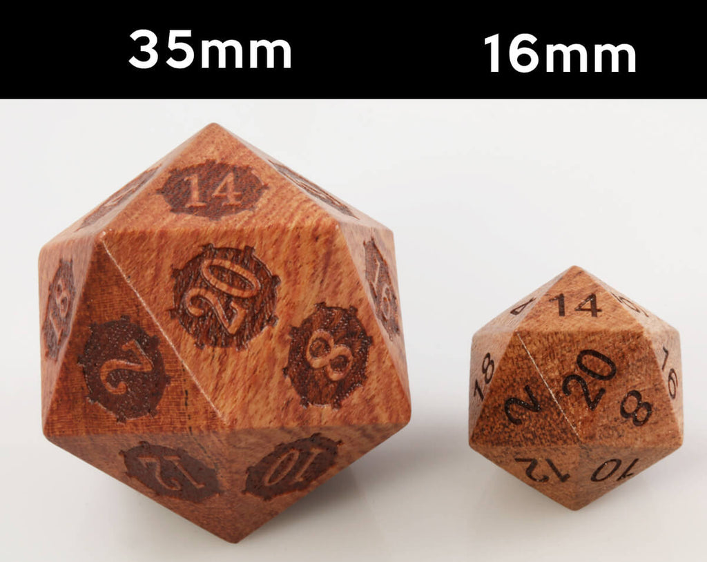 Giant wood dice size comparison