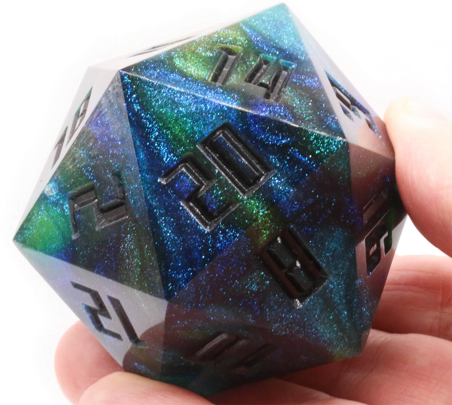 Giant d20 dice Ionic blue black