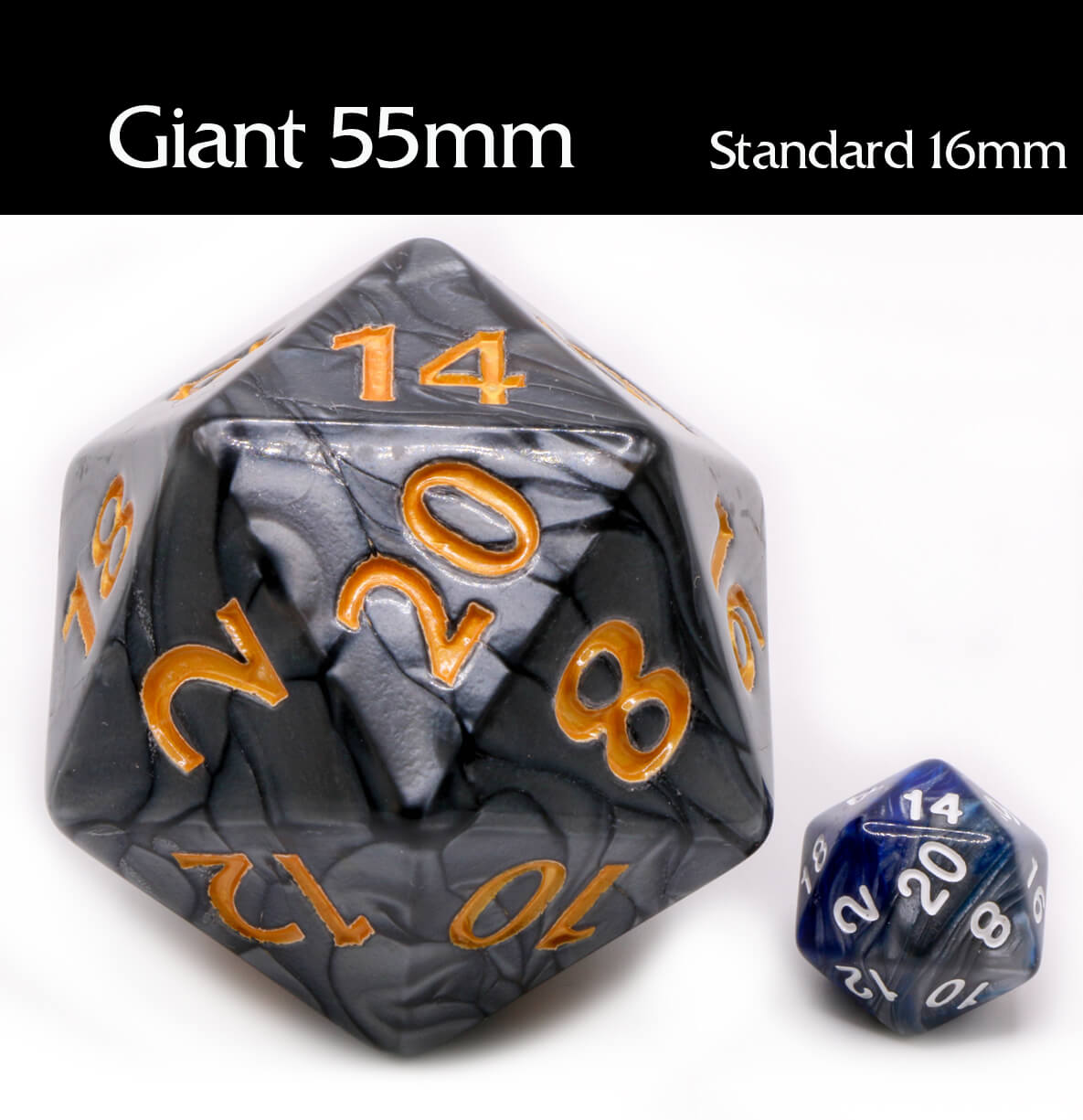 Giant d20 Dice Sizes