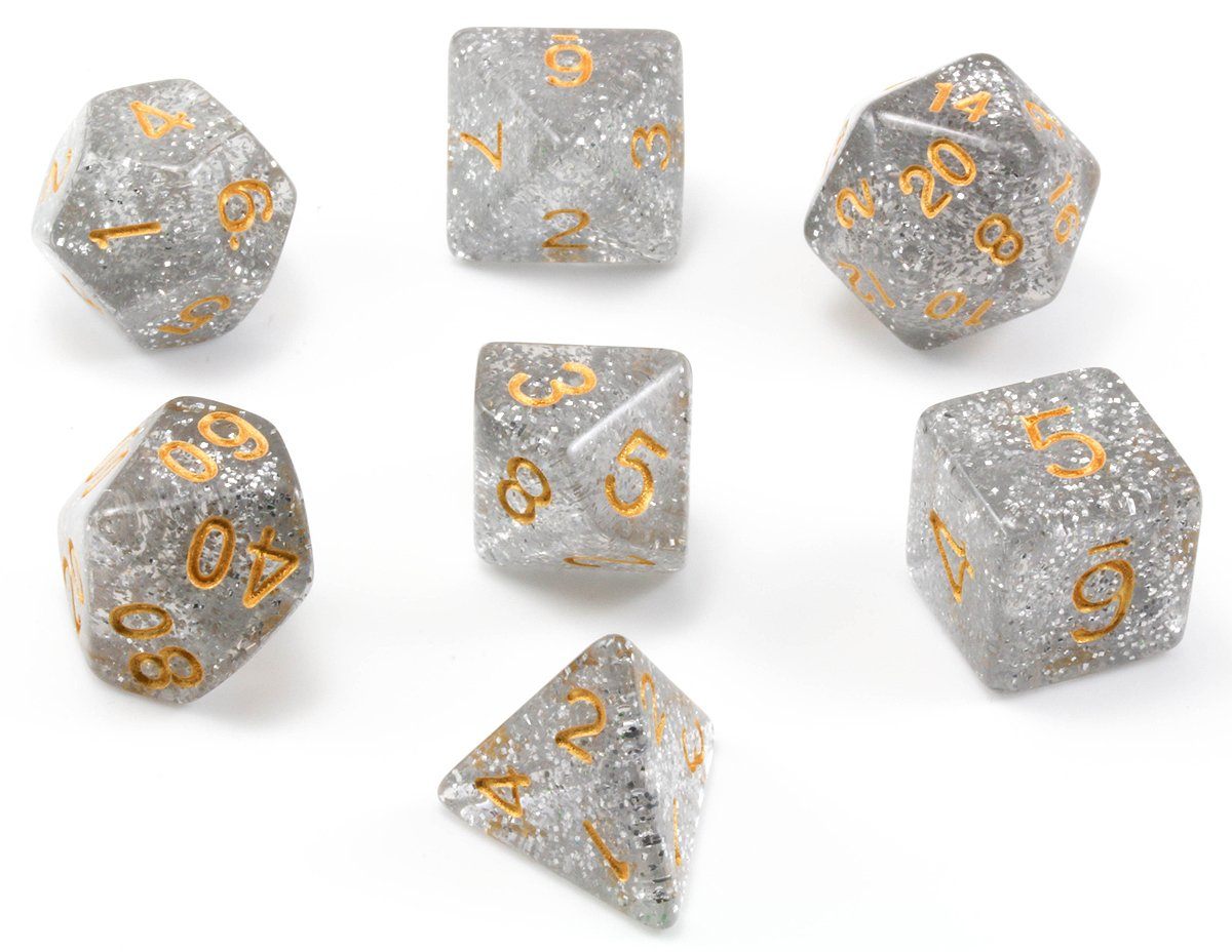 D&D Dice Silver Sparkle Glitter