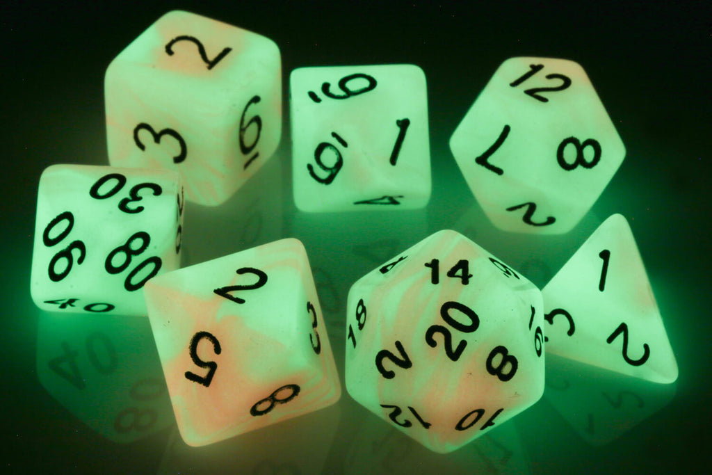 rpg dice glowing