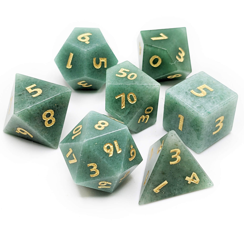 Green Aventurine stone dice for dnd games