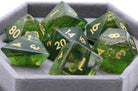 Green Ribbon Glass DnD Dice