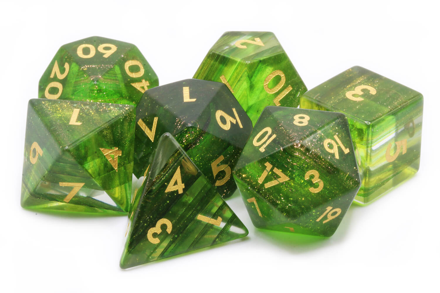 Beautiful Dice Green Ribbon Glass