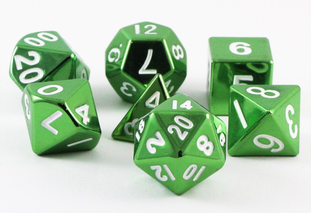 metal dice green