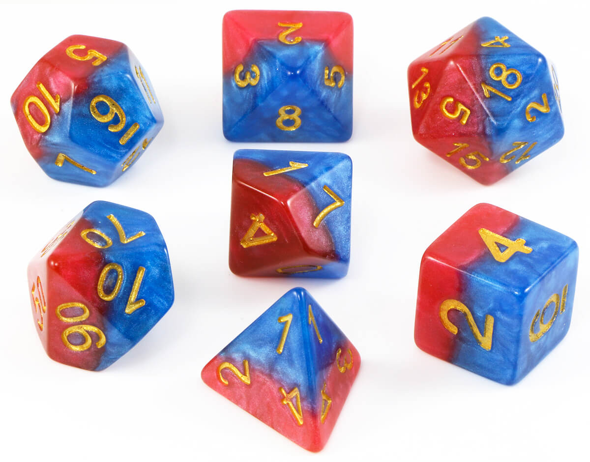 Halfsies Dice (Superdice) RPG Role Playing Game Dice Set – Dark Elf Dice