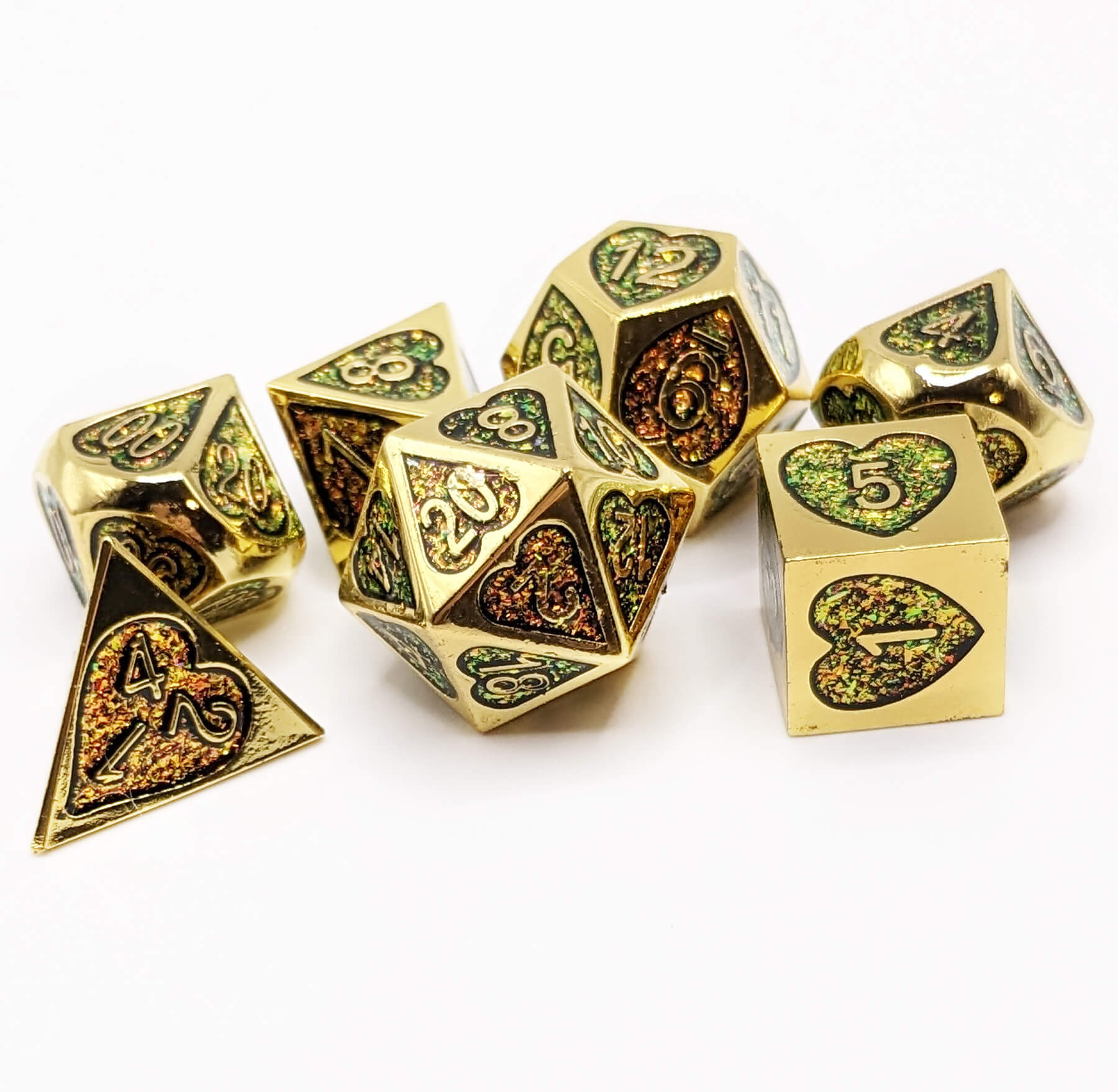 Metal Gold ttrpg dice