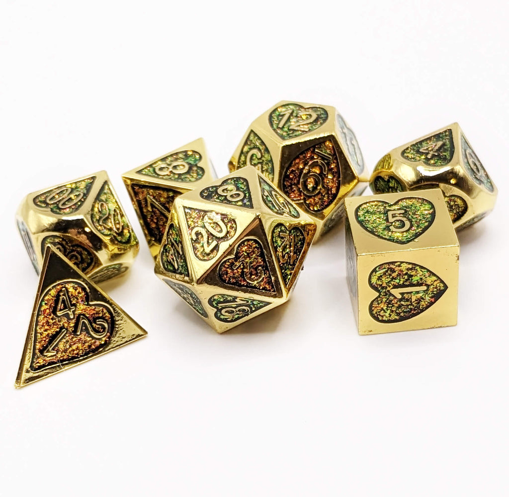 Metal Gold ttrpg dice