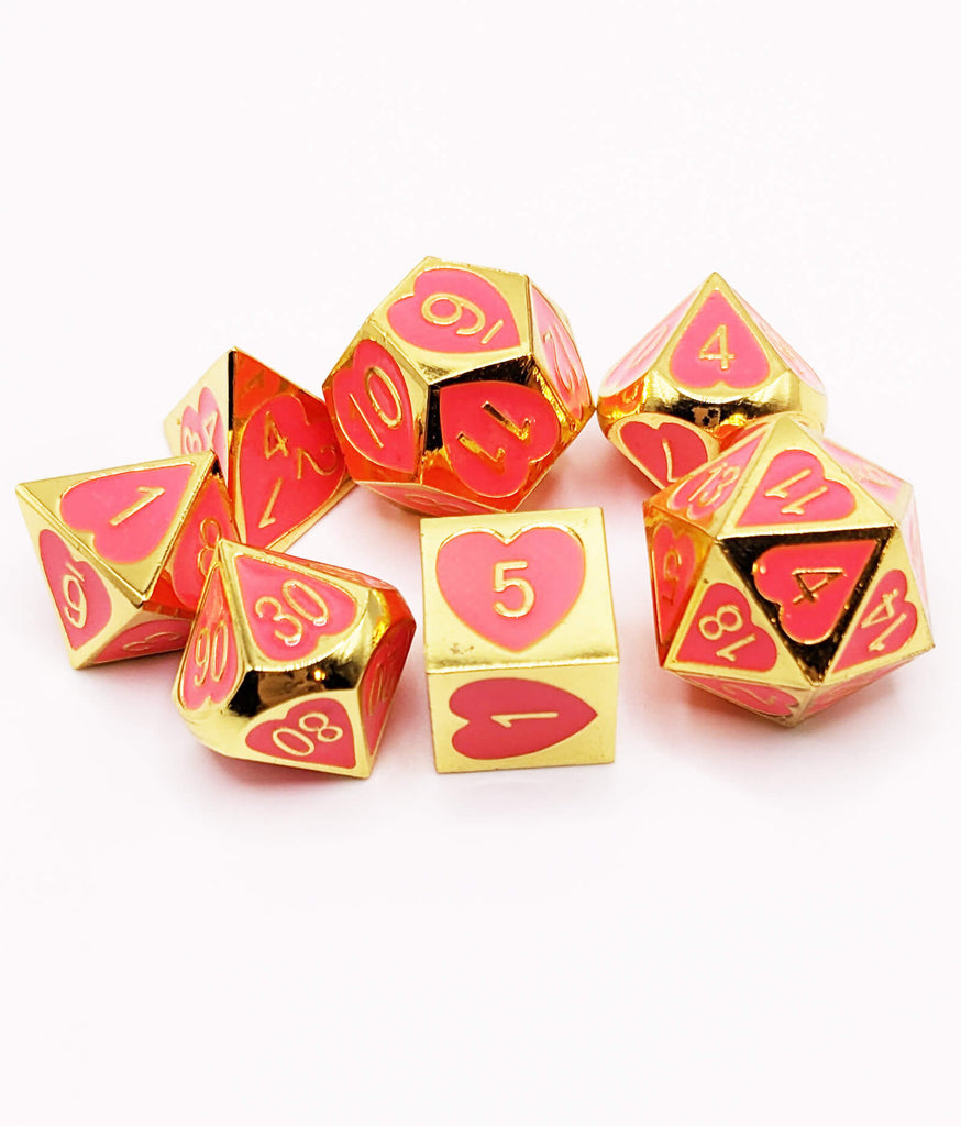 Hot Pink gold dice set for ttrpg games