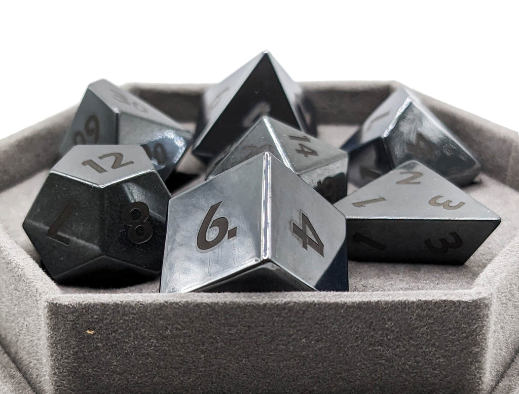 Hematite gemstone dice for dnd games