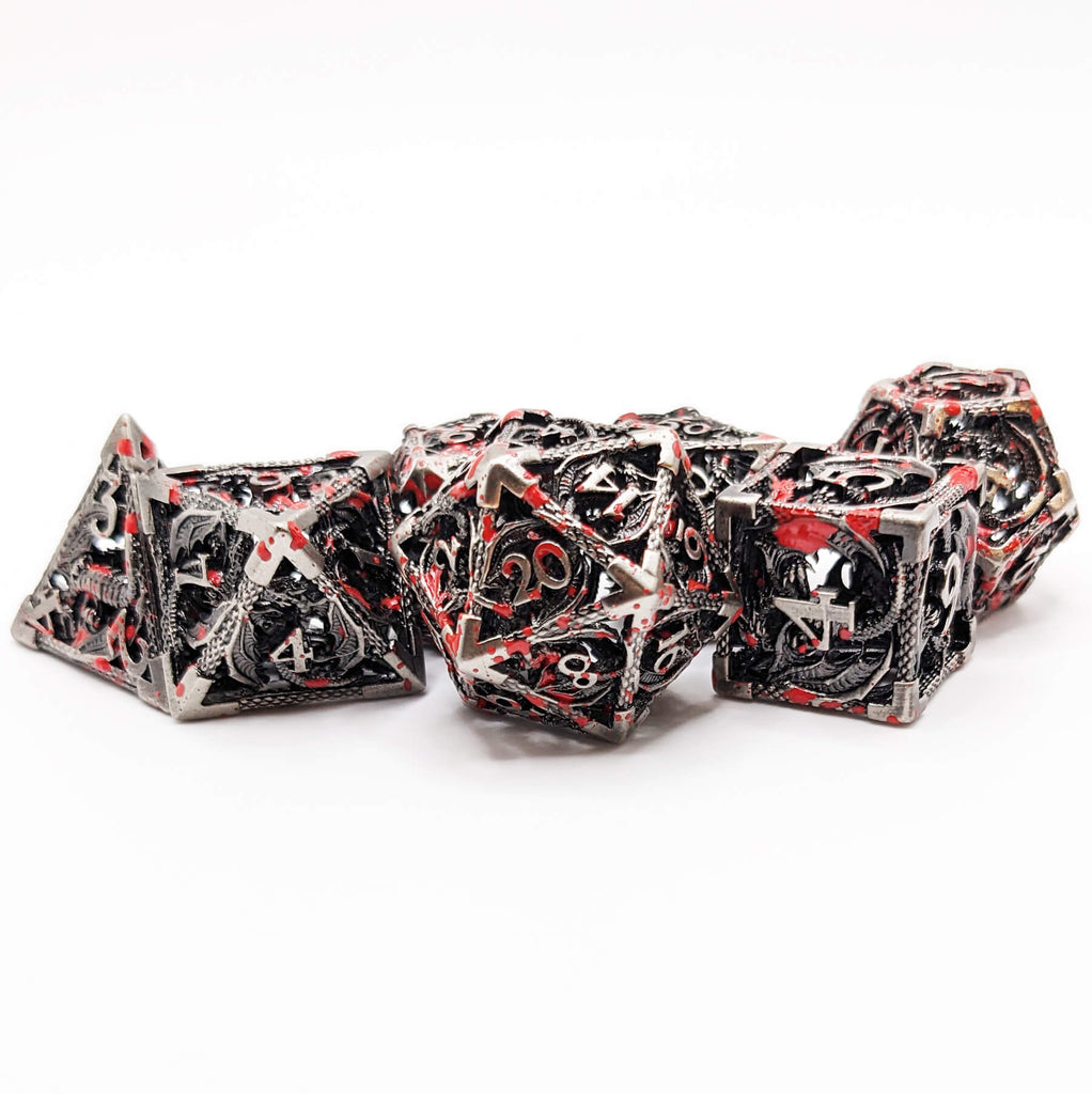 Hollow metal dragon dice set