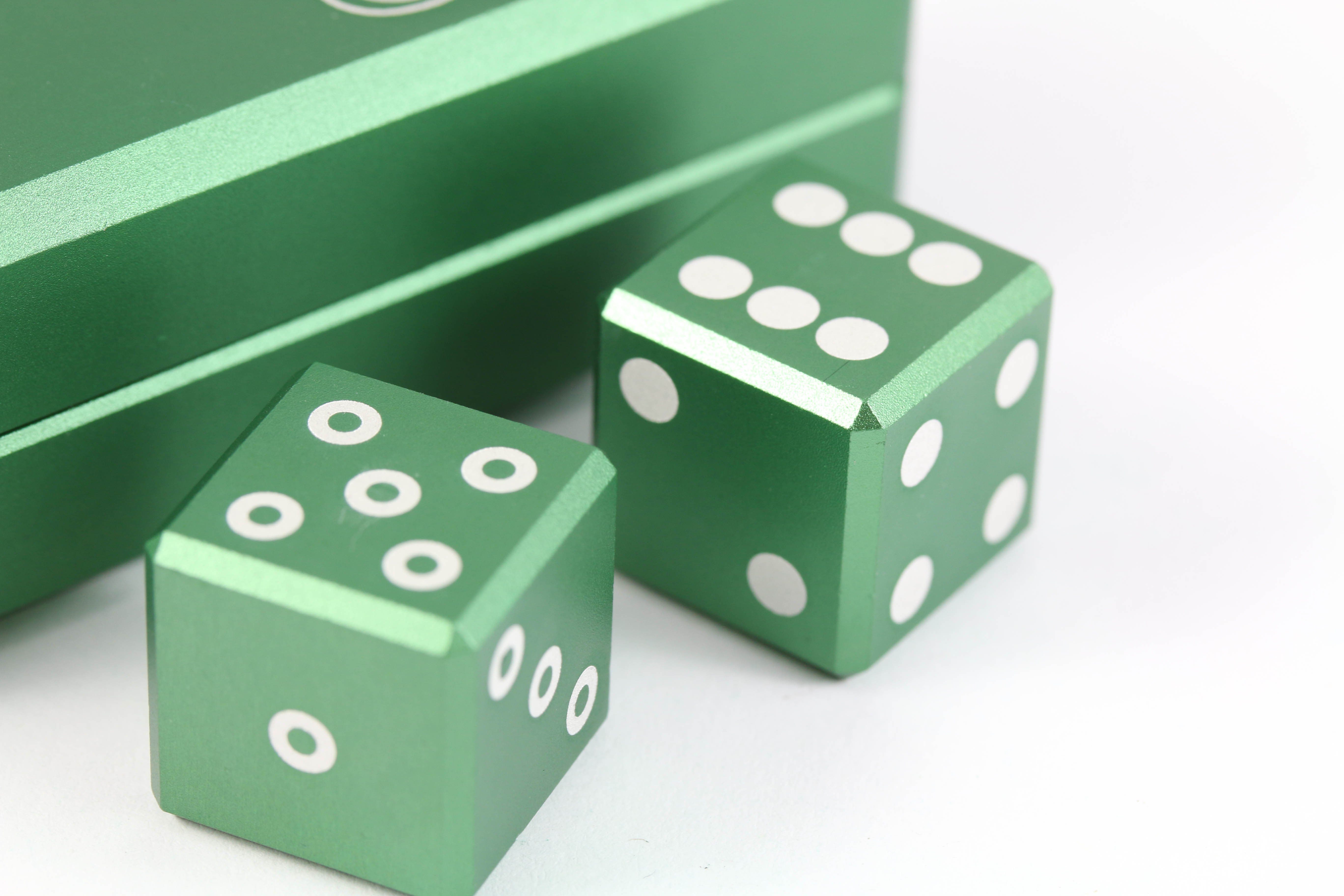 Aluminum d6 dice Emerald Green