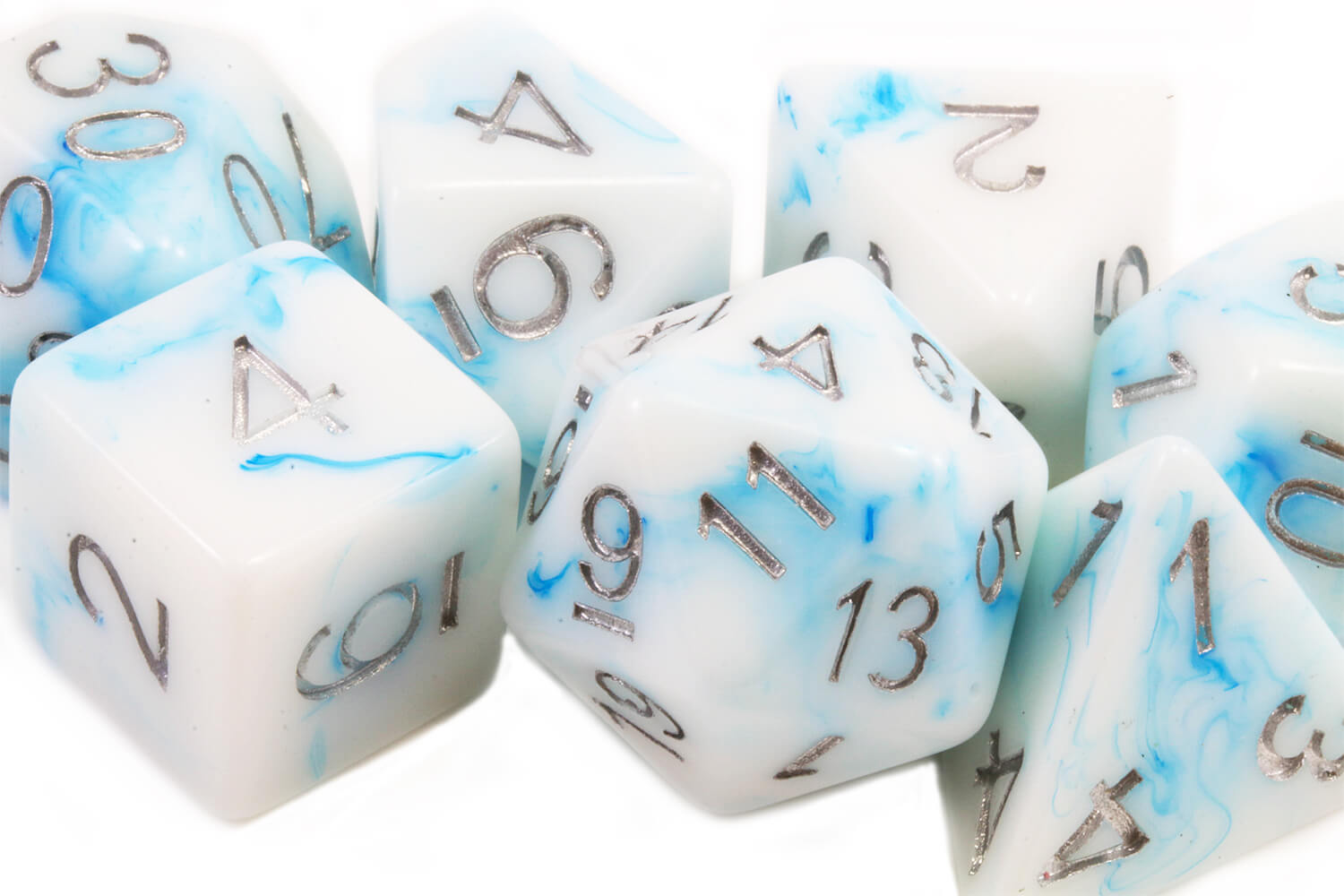 Blue Permafrost TTRPG dice