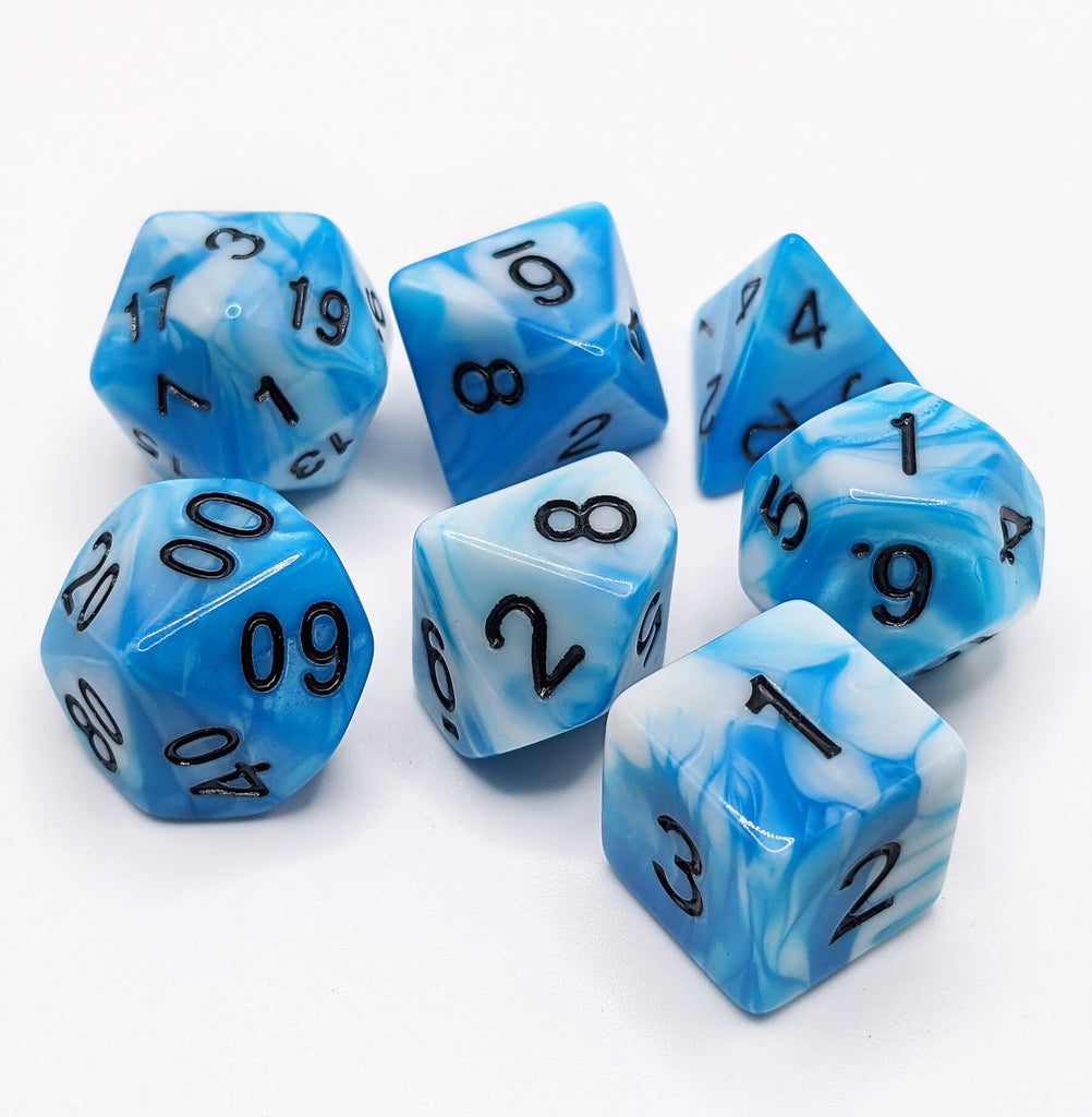 Crystal Caste Twins Dice Light Blue and White 2