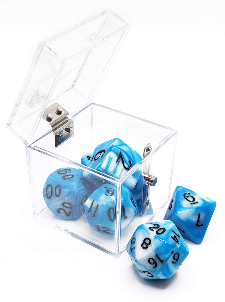 Crystal Caste Twins Dice Light Blue and White