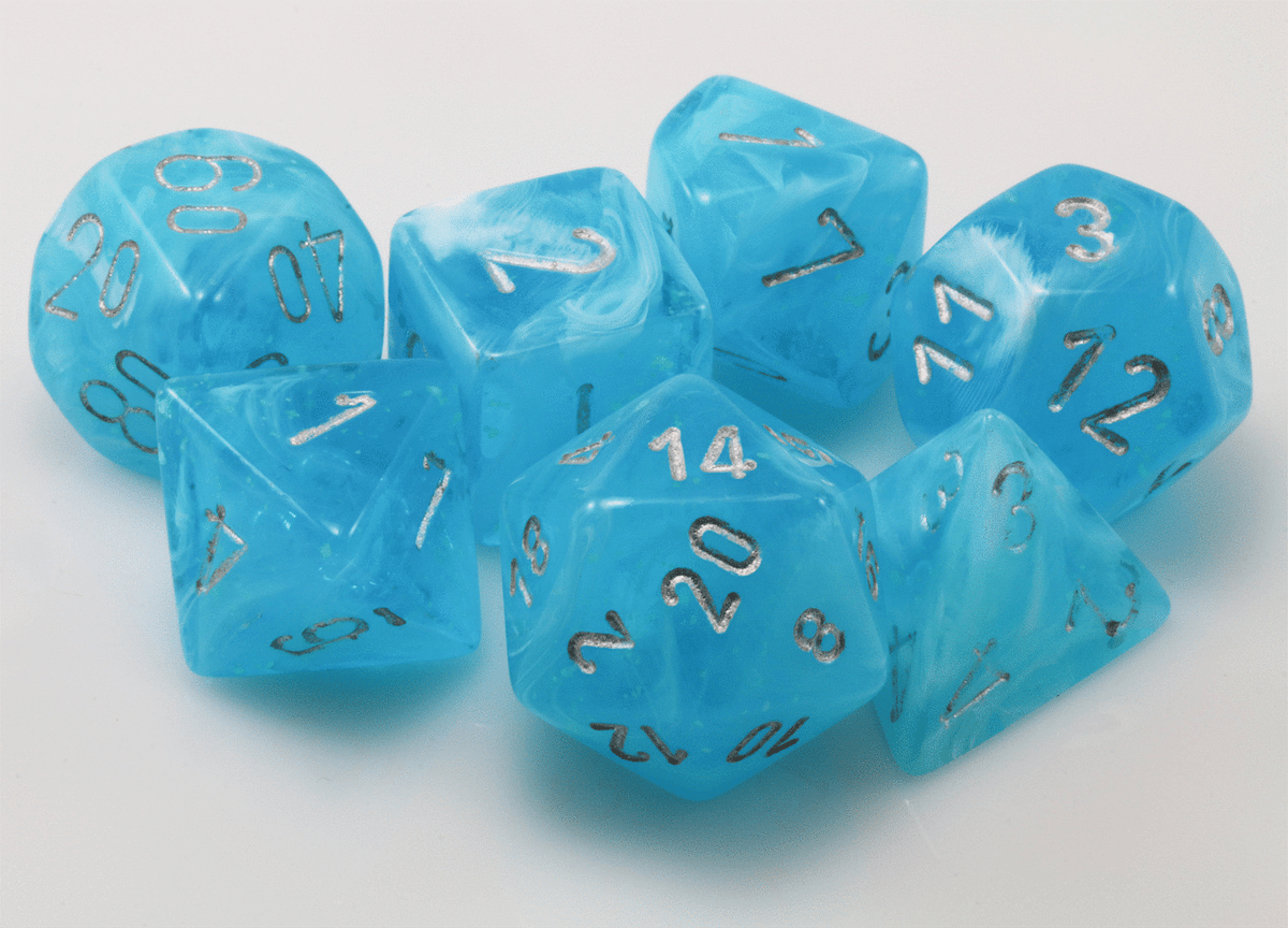 Luminary Dice (Sky) GlowInTheDark RPG Role Playing Game Dice Set