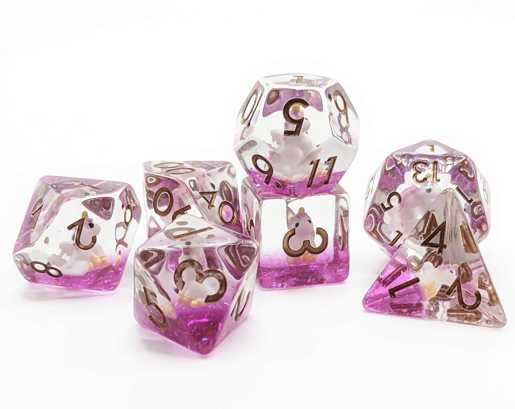 Purple Magic Uncorn dice set for gaming