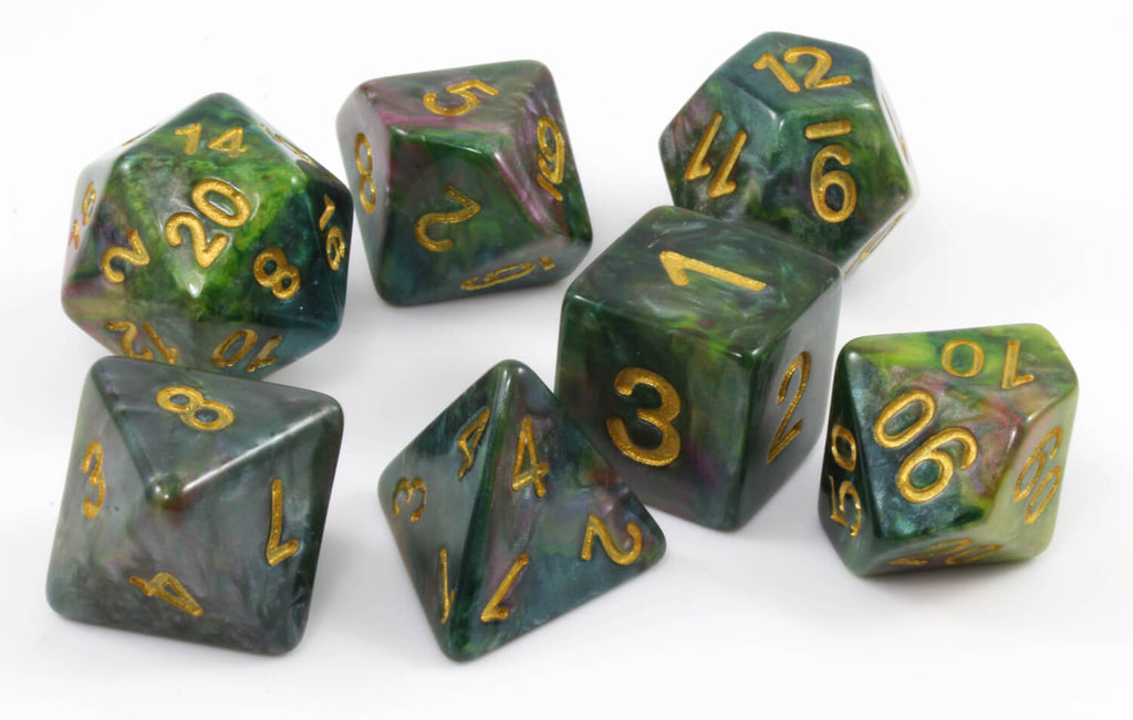 RPG dice green shadowstone