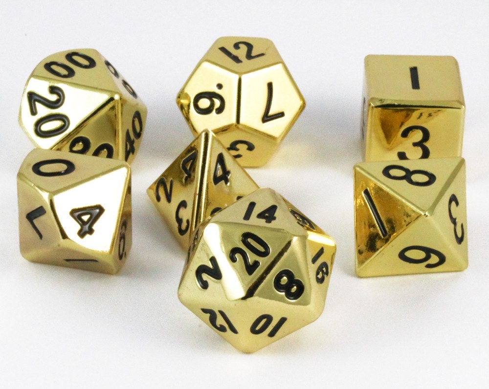 metal dice gold hue