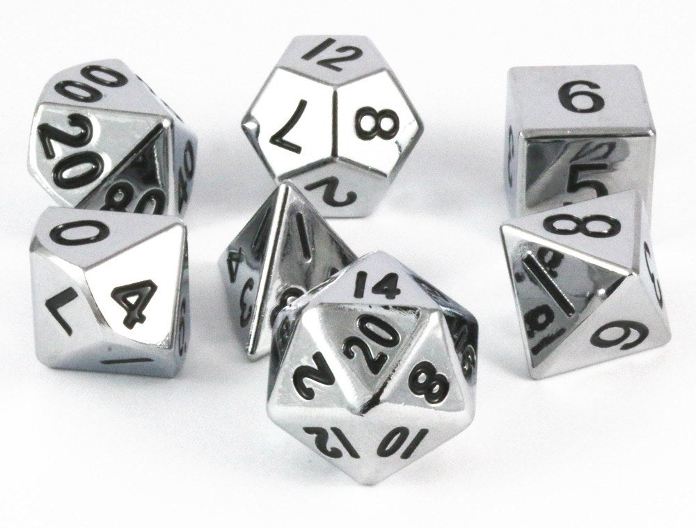 metal dice silver hue