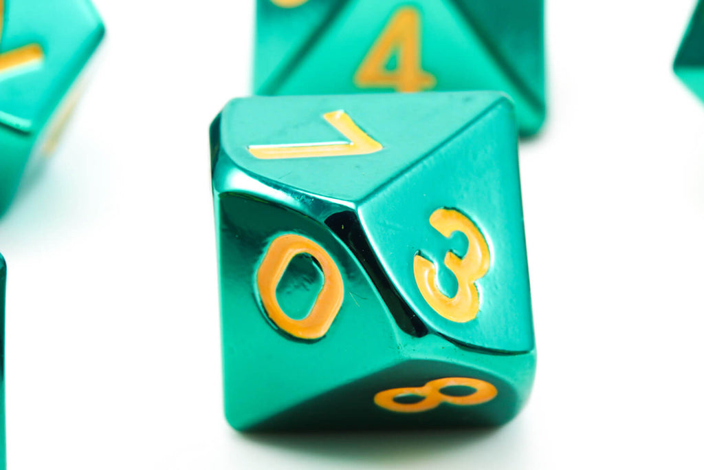 Turquoise Metal D&D Dice 