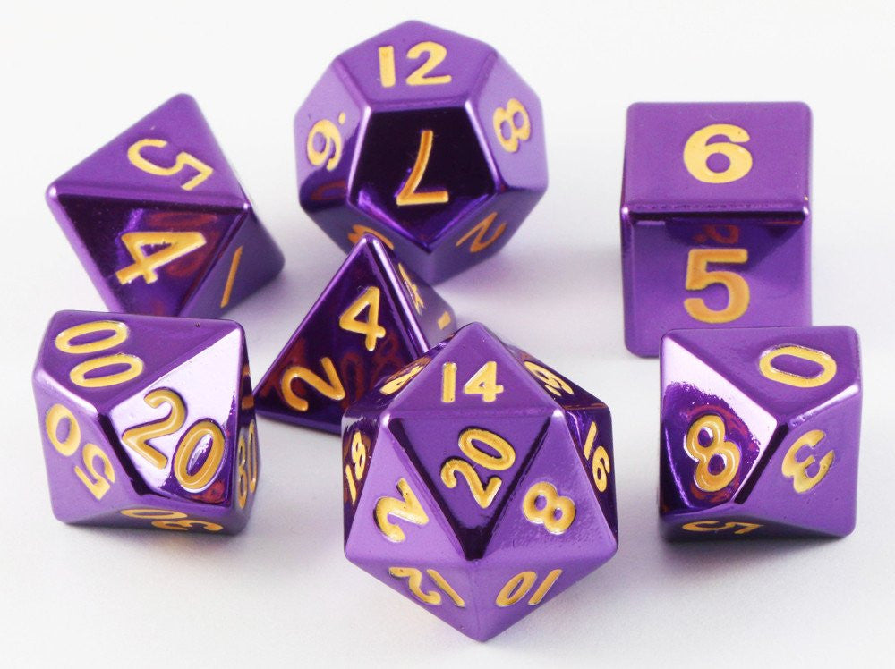 metal rpg dice purple