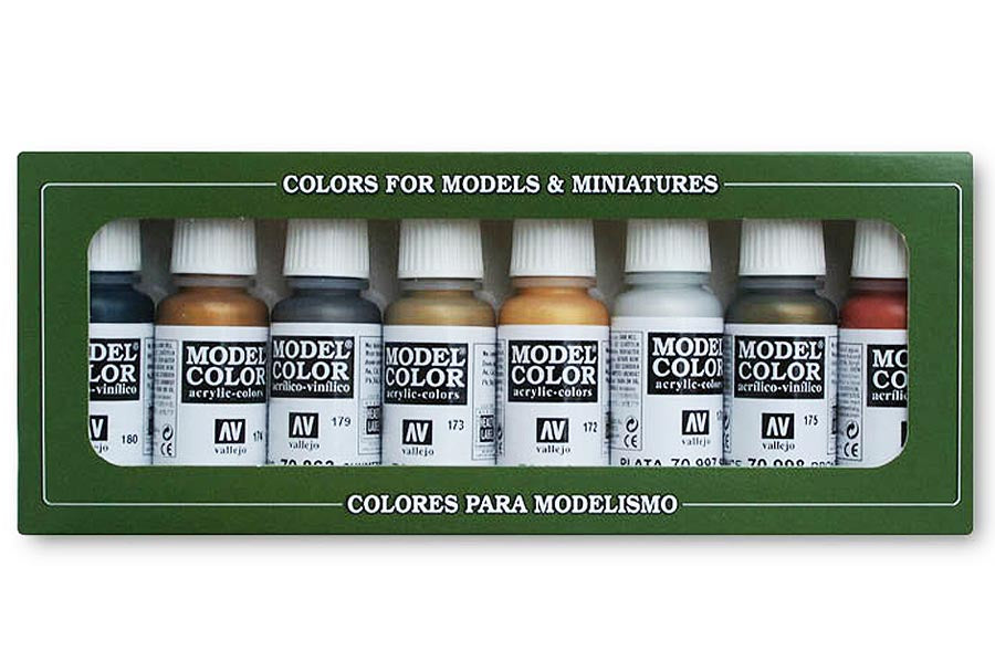 Vallejo Paint 17ml Bottle Metallics Model Air Paint Set (8 Colors