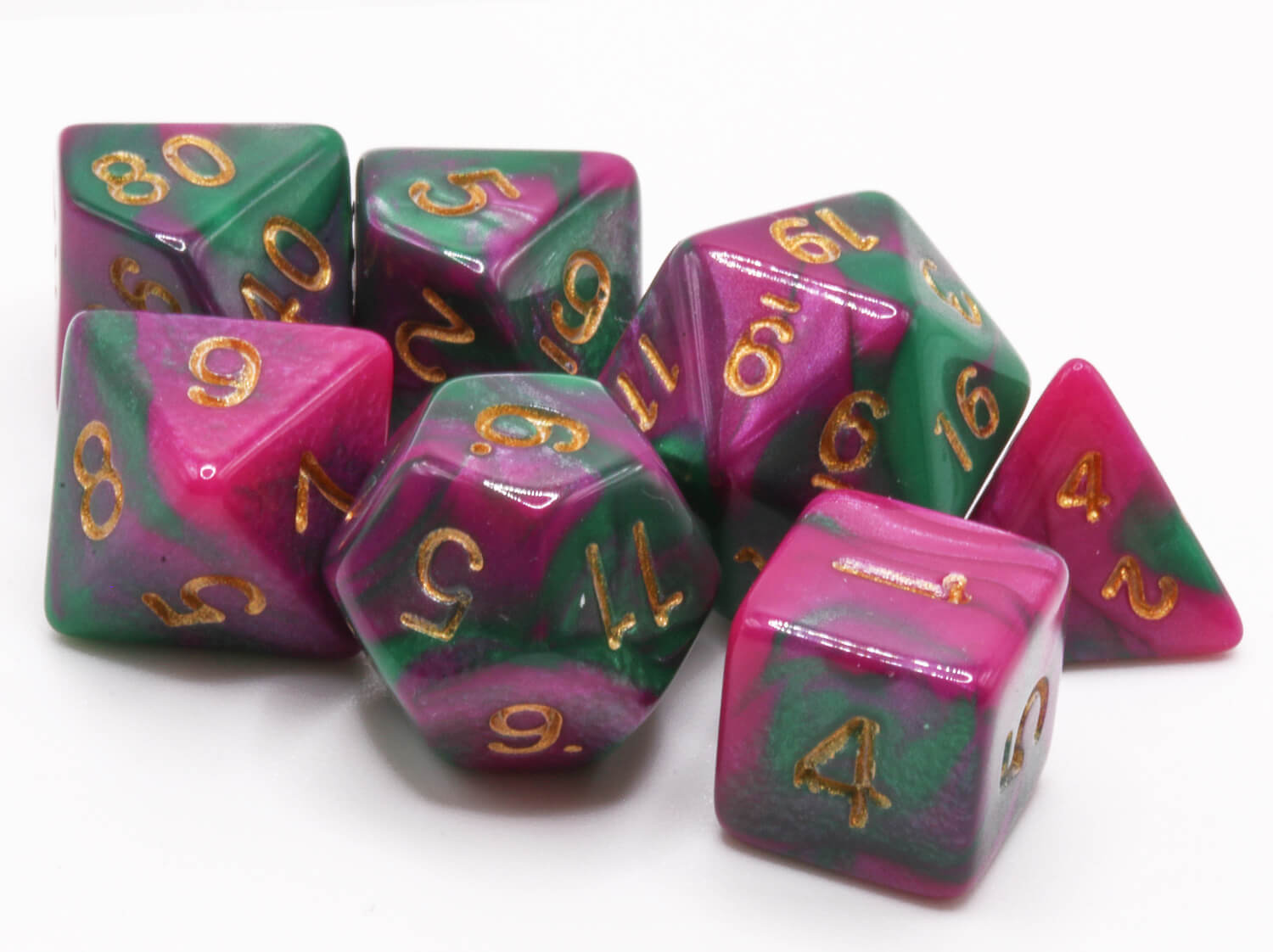 Purple and Green Mini Dice 2