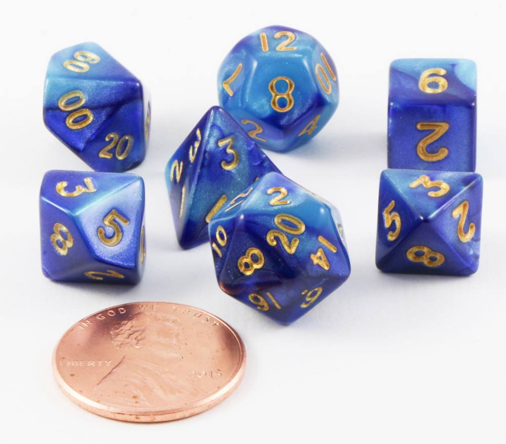 Mini Dice (Blue/Light Blue) RPG Role Playing Game Dice – Dark Elf Dice