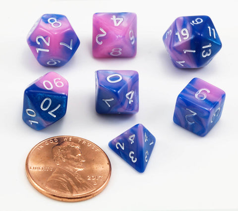 Mini Dice Blended (Pink/Blue) RPG Role Playing Game Dice – Dark Elf Dice