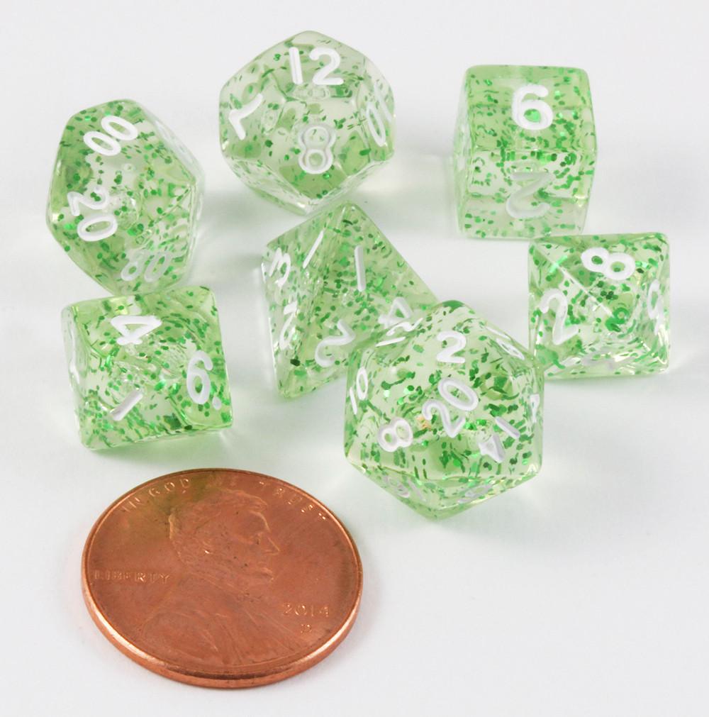 Mini Glitter Dice Ethereal Green