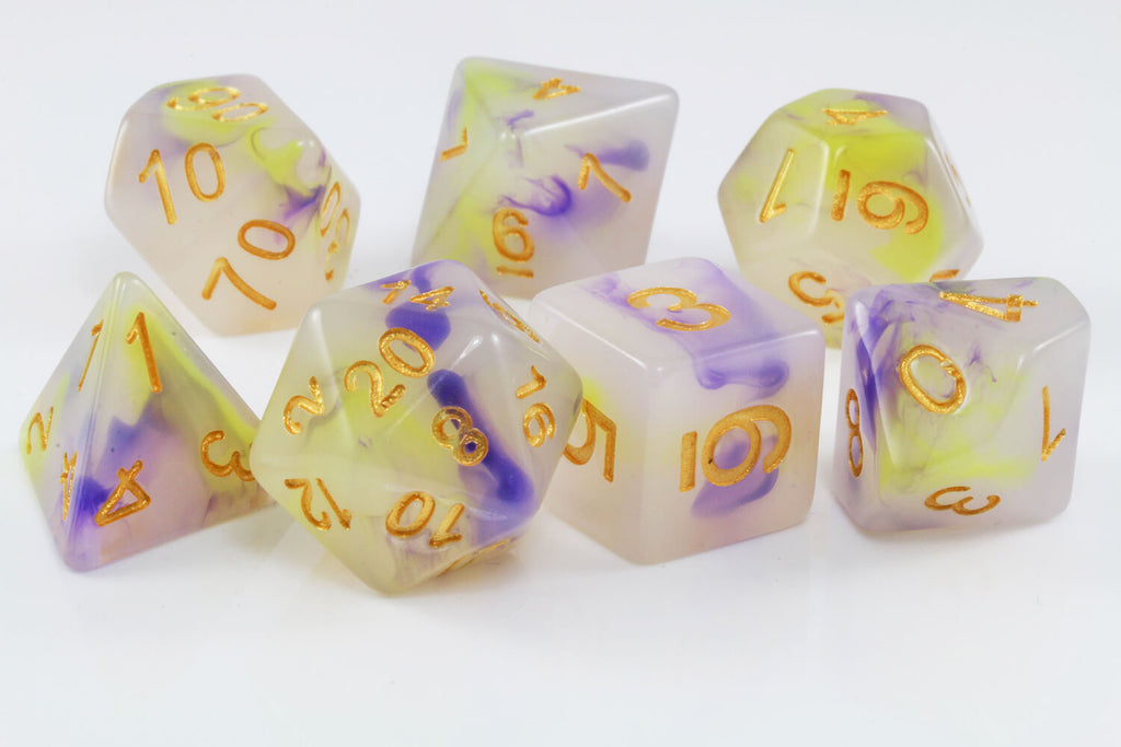 D&D Dice Yellow and Purple