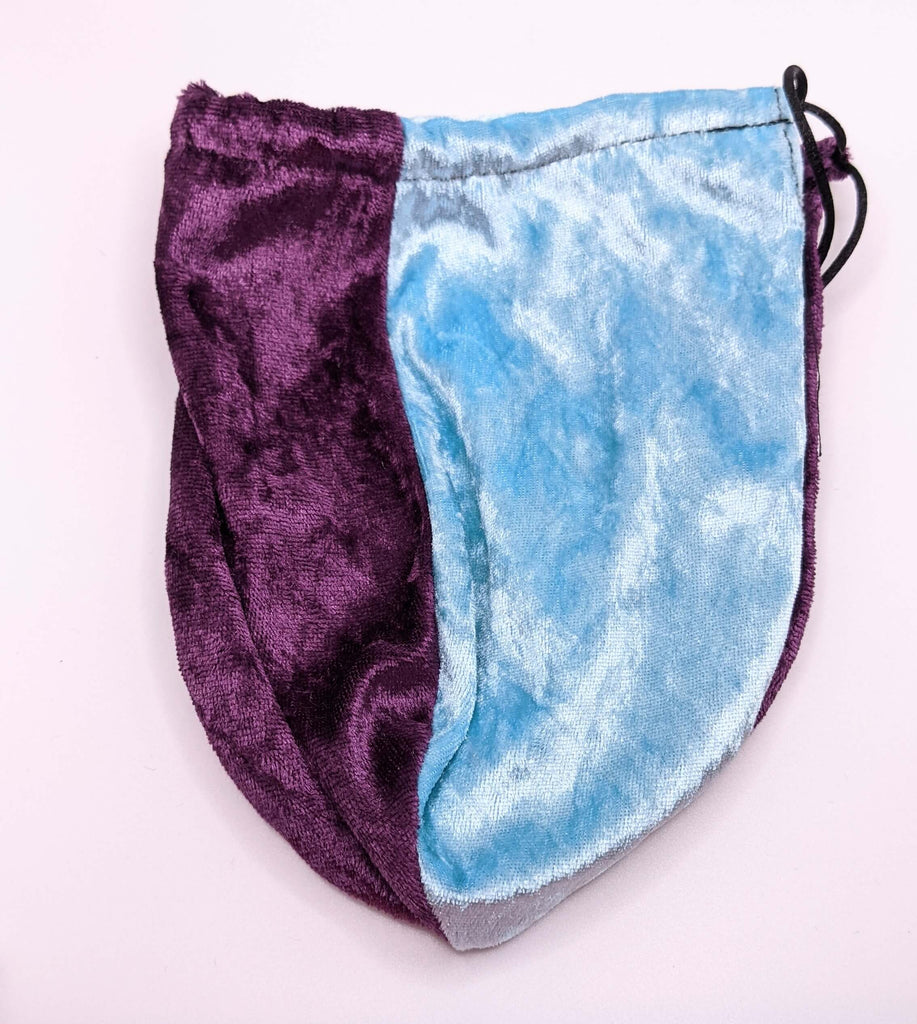 Purple and Turquoise Velvet Dice Bag