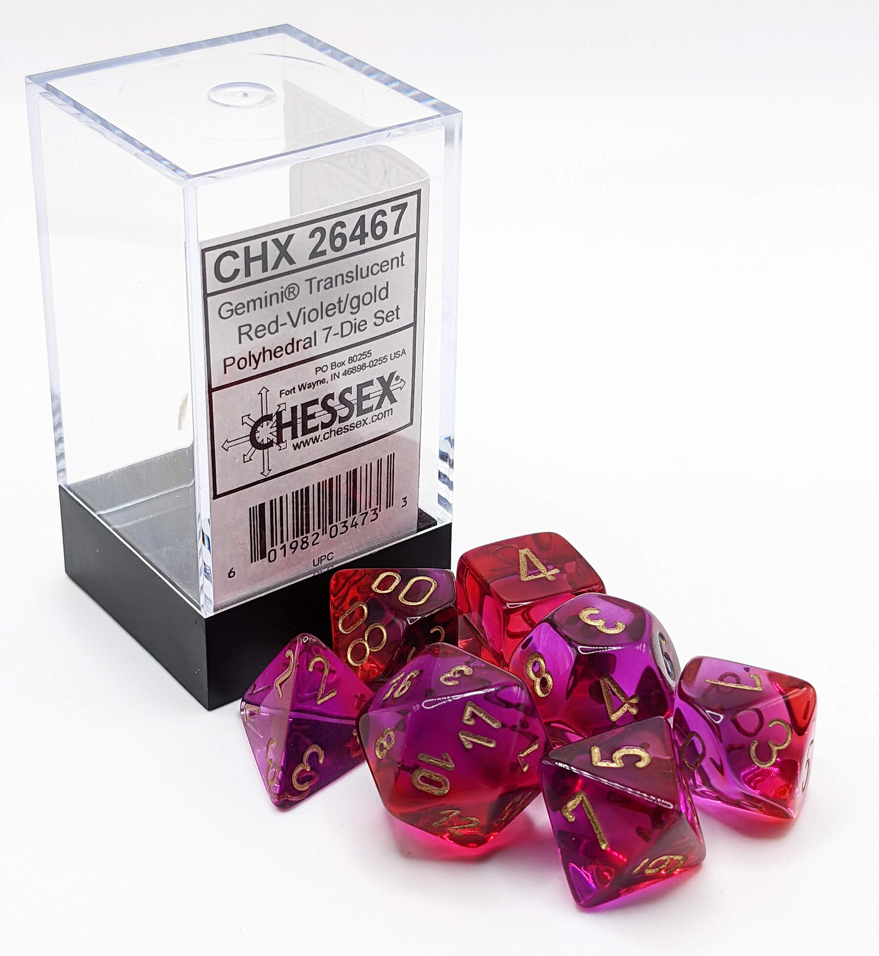 Chessex Gemini Dice (Translucent Red-Violet) | TTRPG Dice Set CHX26467