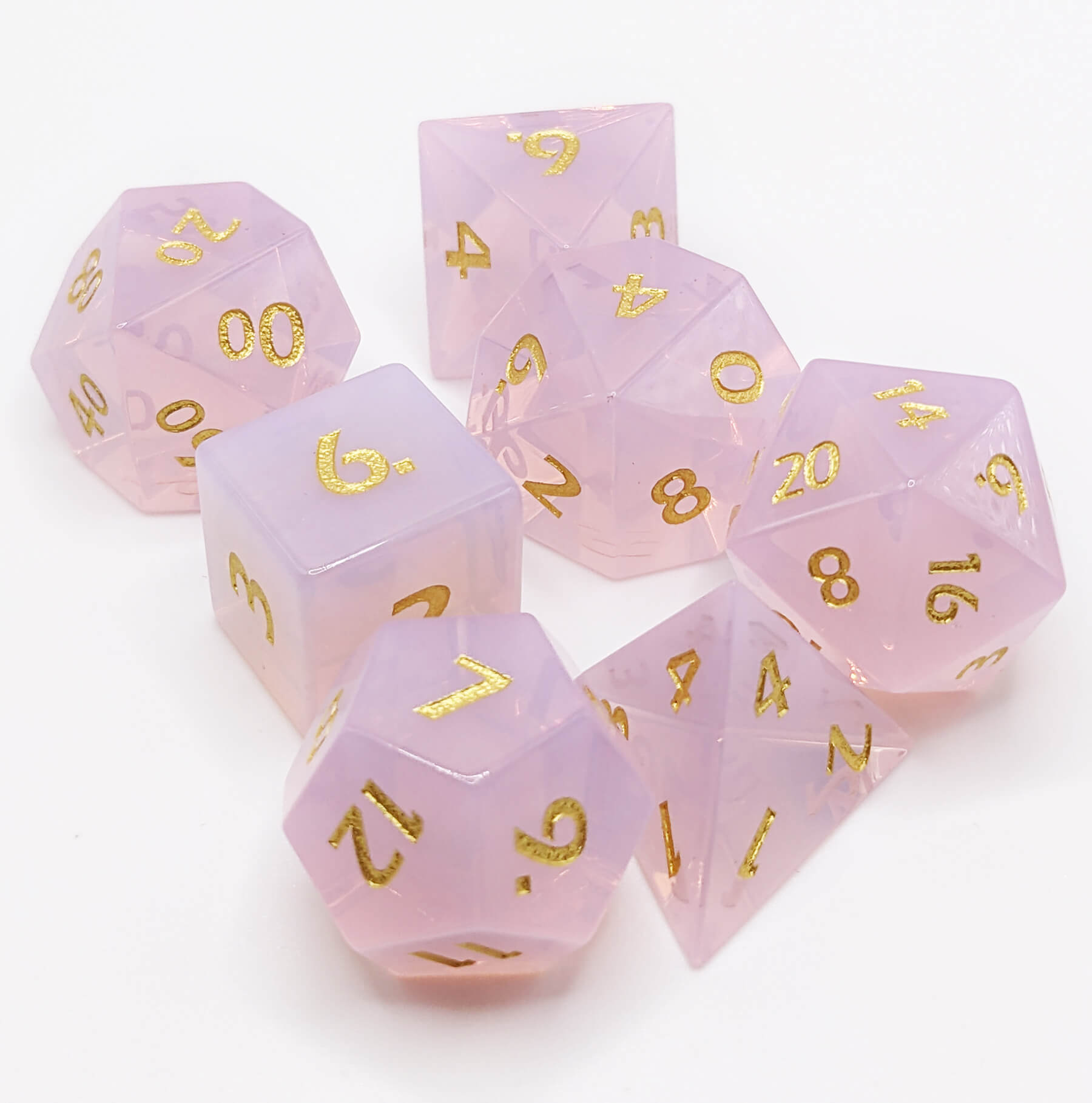 Pink Opal Dice for ttrpg games