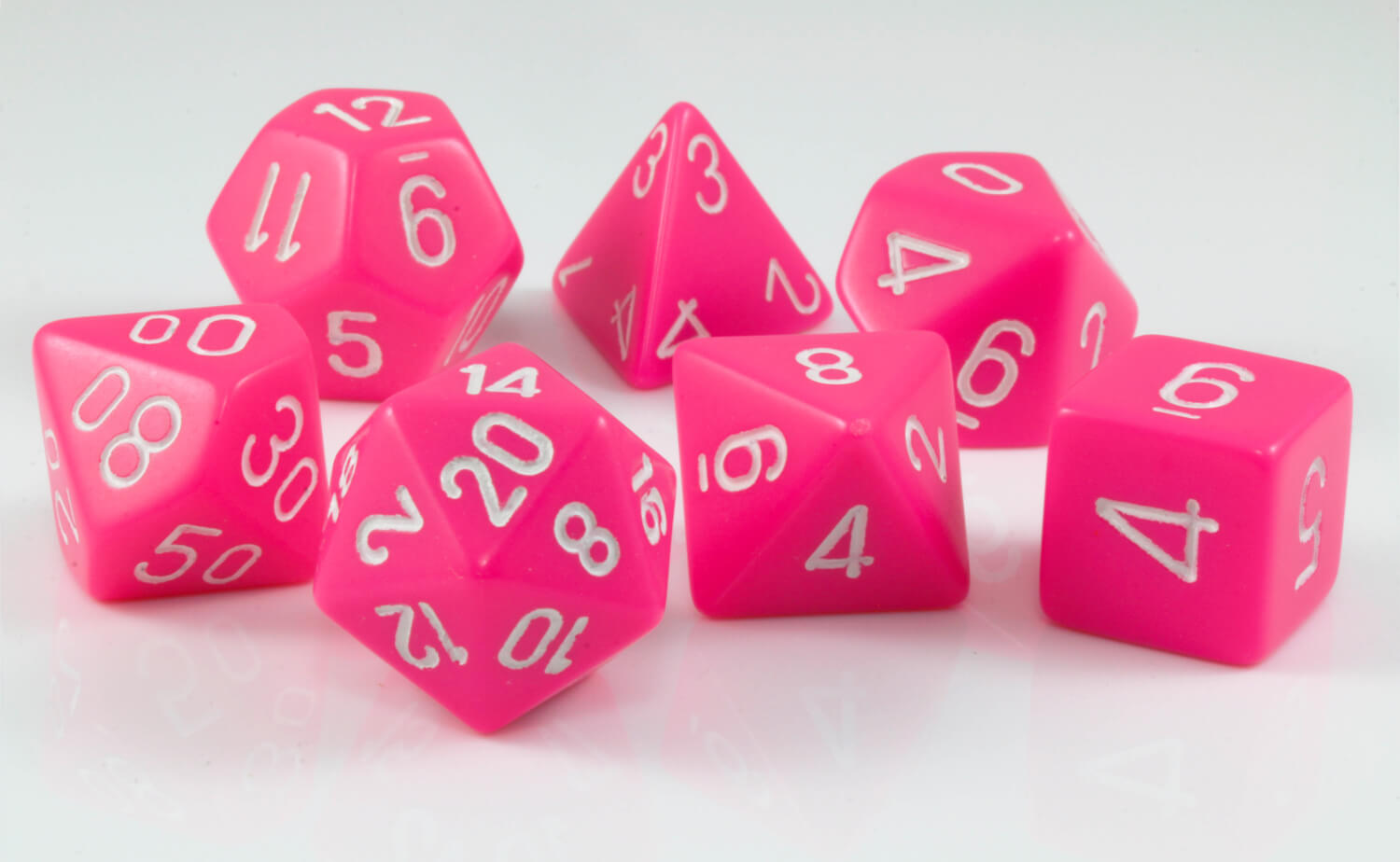 Opaque Dice (Pink) RPG Role Playing Game Dice Set – Dark Elf Dice