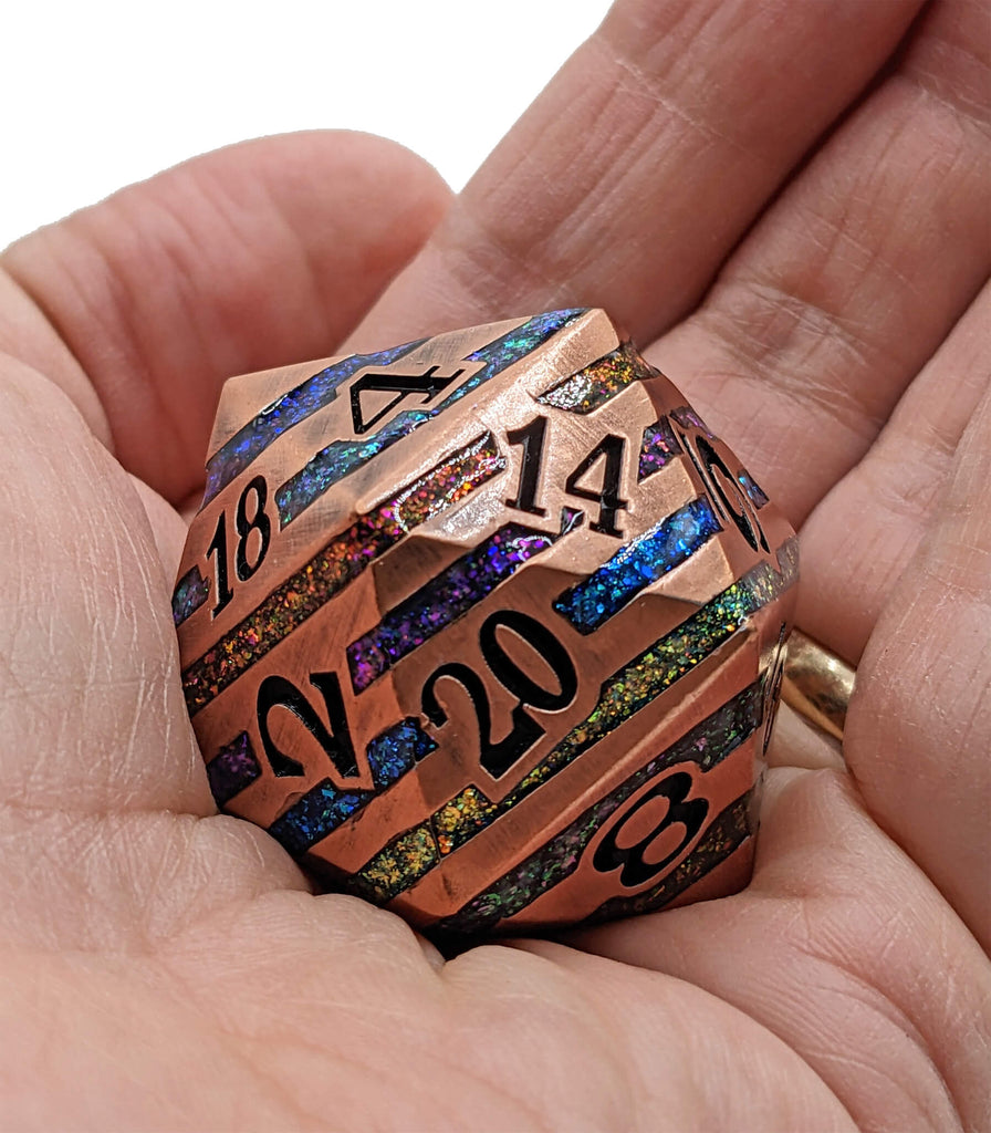 Giant Antiqe Copper d20 dice for dnd games