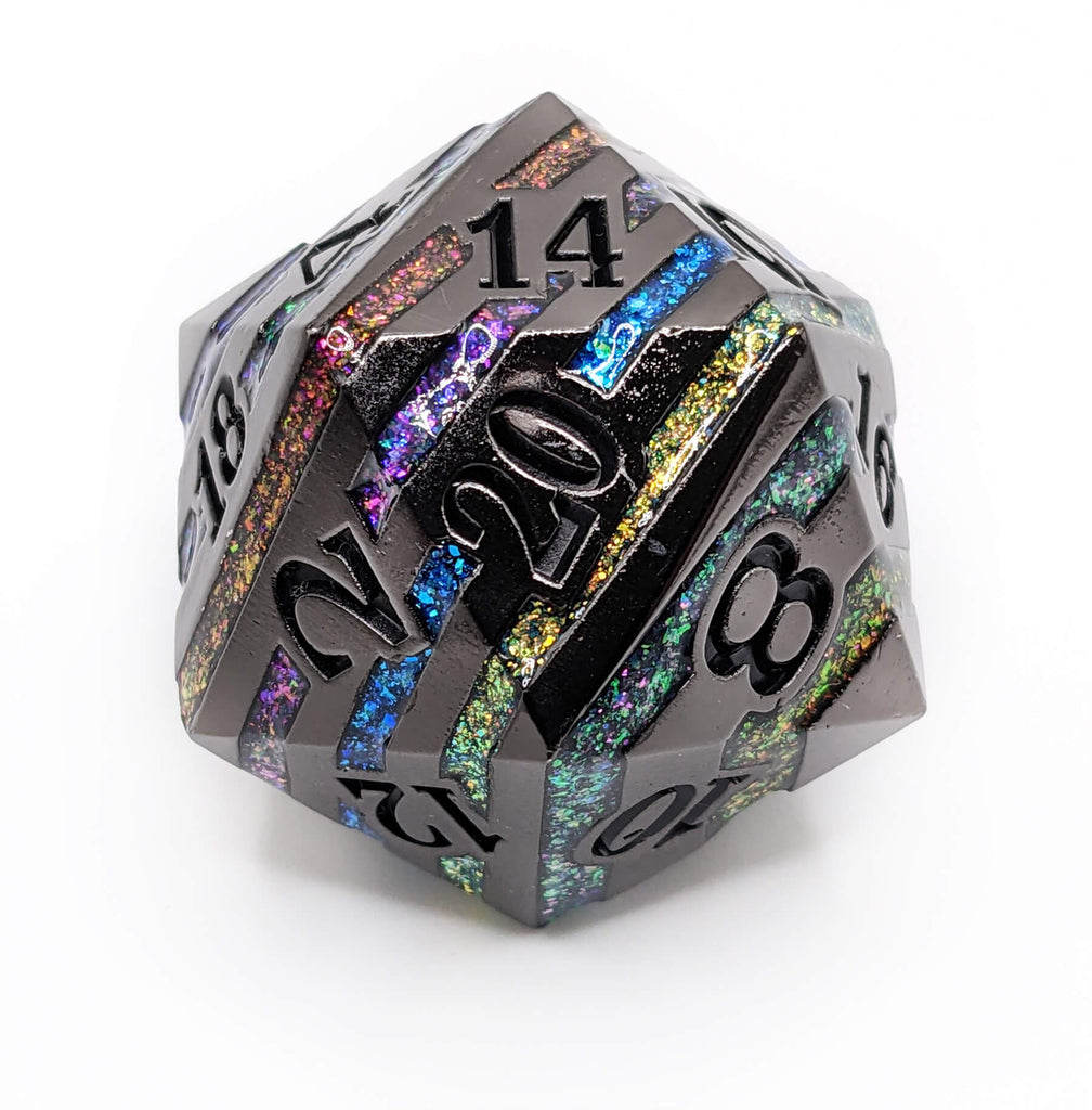 Beautiful giant d20 dice made from metal